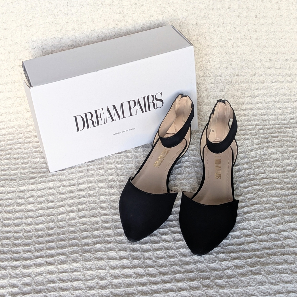 Dream Pairs Black Amiga Flats Low Wedge Heel 5.5